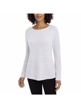 Mario Serrani Women's XXL Textured Long Sleeve Knit Top Light Gray n1199
